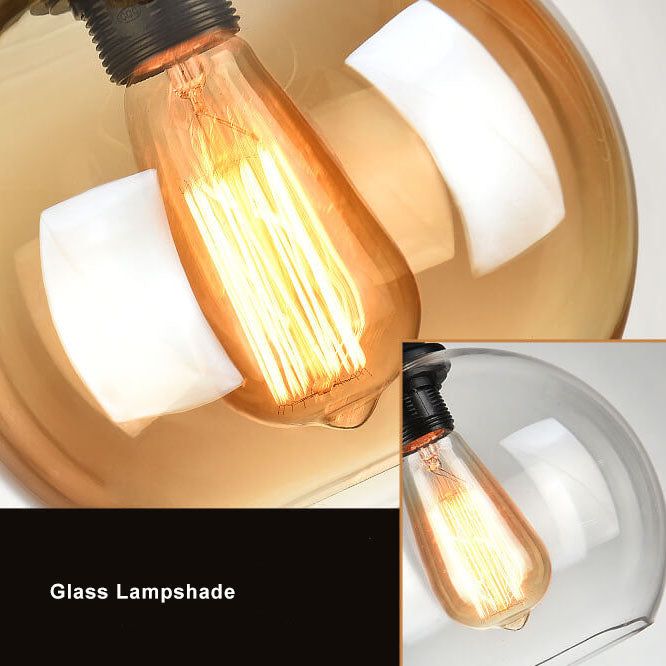 Retro Rope Hanging 1-Light Glass Globe Pendant Light Cuvalon