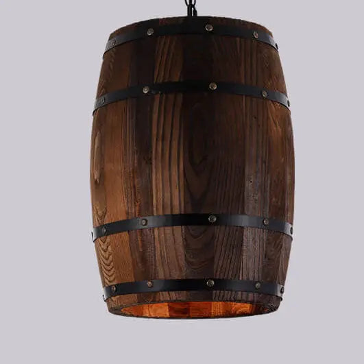 Vintage Wooden Wine Barrel 1-Light Single Barrel Pendant Light Cuvalon