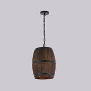 Vintage Wooden Wine Barrel 1-Light Single Barrel Pendant Light Cuvalon