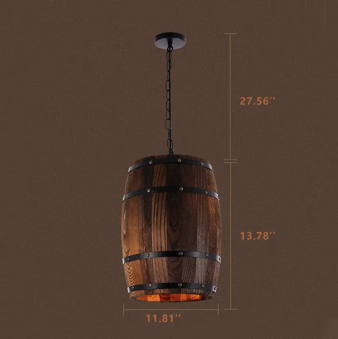 Vintage Wooden Wine Barrel 1-Light Single Barrel Pendant Light Cuvalon