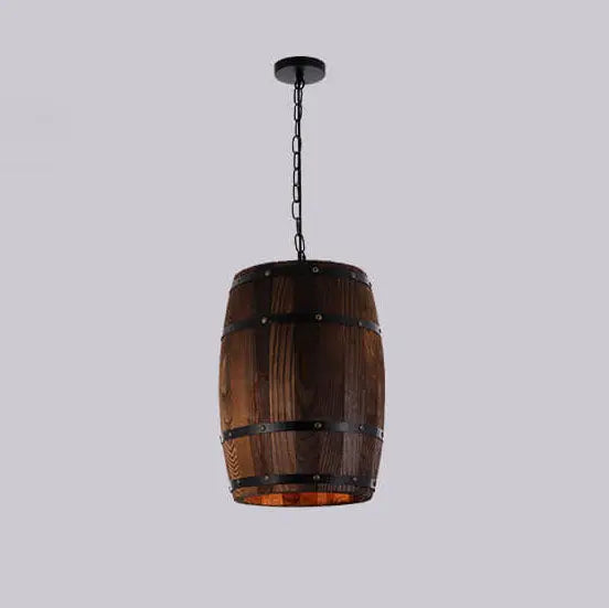 Vintage Wooden Wine Barrel 1-Light Single Barrel Pendant Light Cuvalon