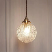 Retro Lotus Texture Glass 1-Light Globe Pendant Light Cuvalon