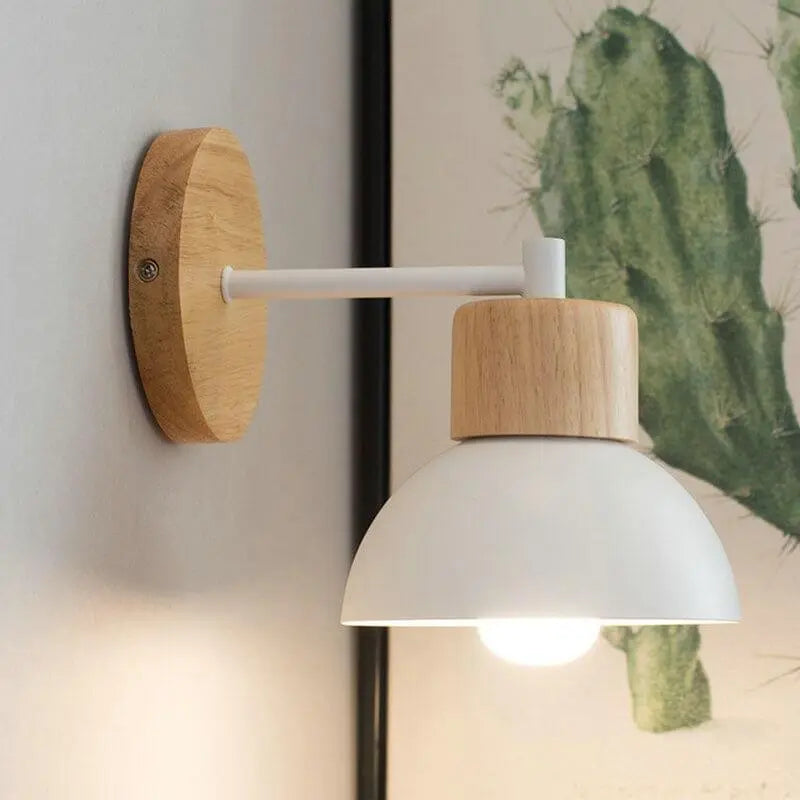 Nordic Wood Metal 1-Light Wall Sconce Lamps Cuvalon