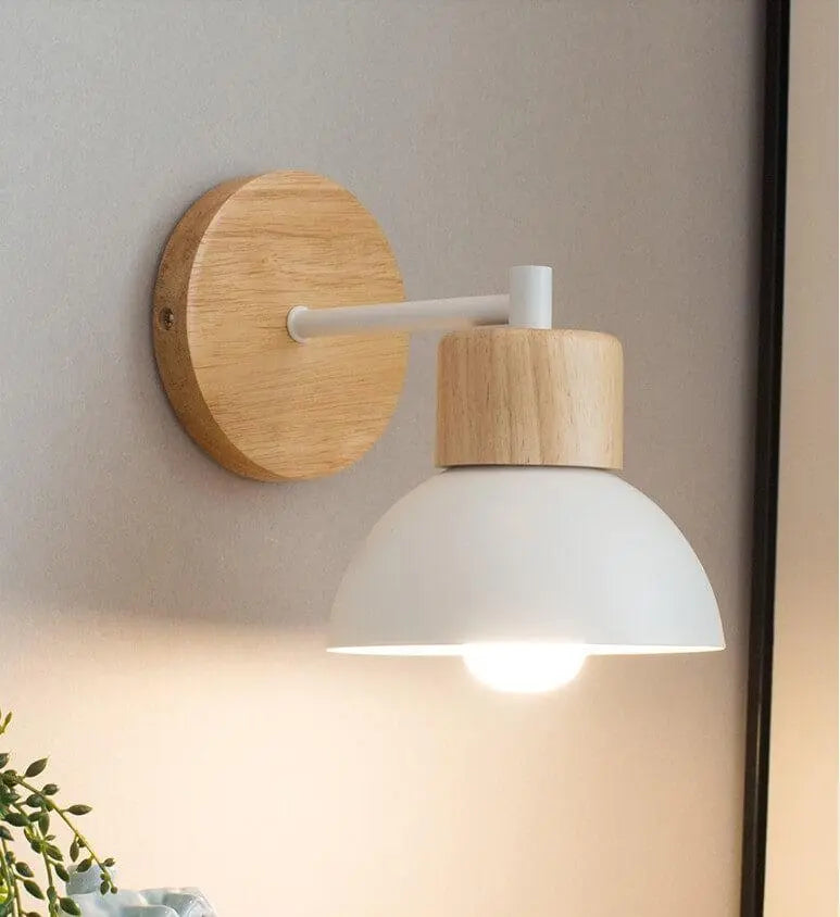 Nordic Wood Metal 1-Light Wall Sconce Lamps Cuvalon