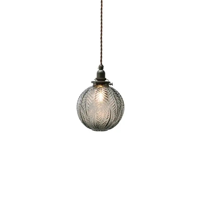 Retro Lotus Texture Glass 1-Light Globe Pendant Light Cuvalon