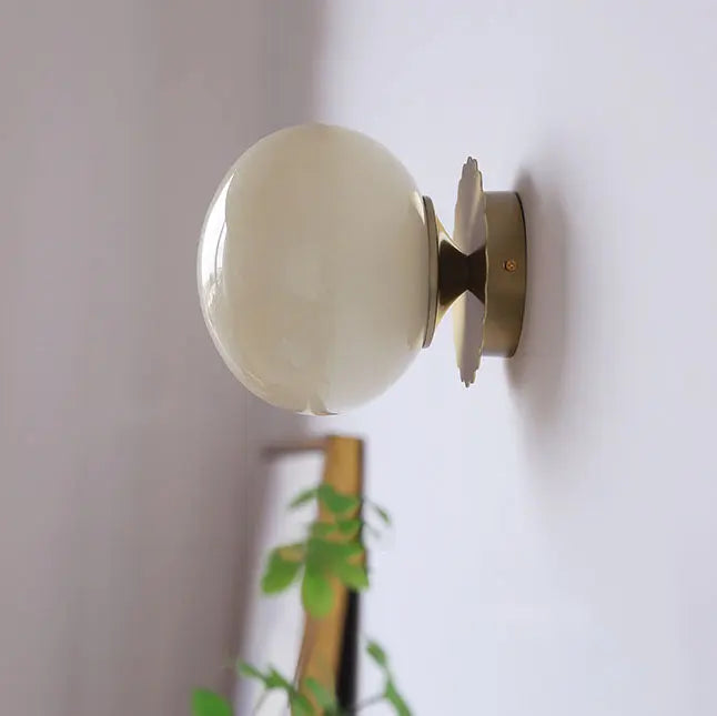 Modern Vintage Minimalist Iron Glass Round Head 1-Light Wall Sconce Lamp Cuvalon