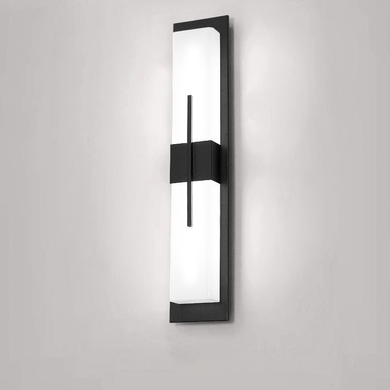 Outdoor Minimalist Rectangular Stainless Steel Acrylic LED Waterproof Wall Sconce Lamp Cuvalon