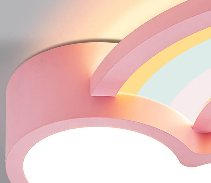 Childlike Cartoon Rainbow Cloud Design LED Flush Mount Light Cuvalon