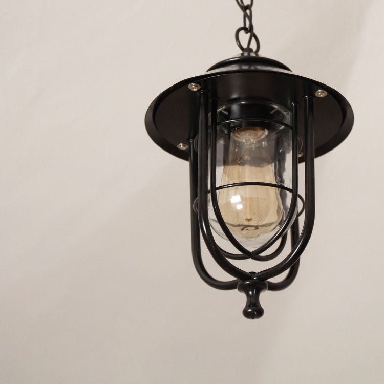 Industrial Vintage Aluminum Cage Glass 1-Light Outdoor Waterproof Pendant Light Cuvalon
