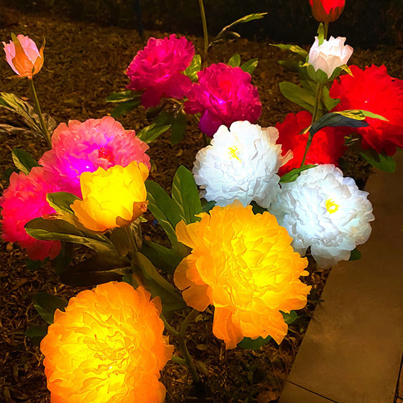 Contemporary Creative Solar Peony Flower LED Waterproof Lawn Landscape Insert Light For Outdoor Patio Cuvalon