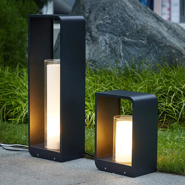 Modern Minimalist Square Frame Stainless Steel Acrylic LED Waterproof Lawn Landscape Light For Outdoor Patio Cuvalon