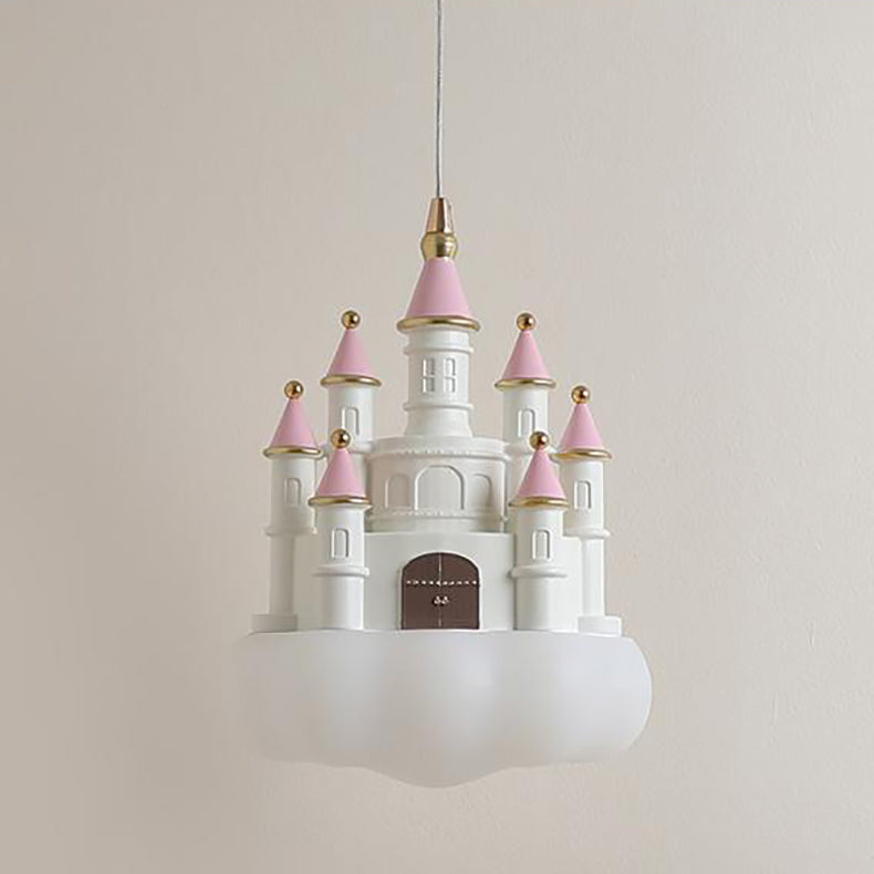 Contemporary Nordic Kids Resin PVC PE Castle 1-Light Pendant Light For Bedroom Cuvalon