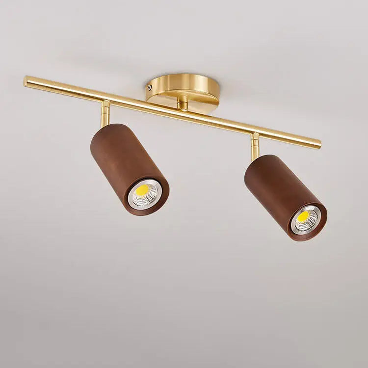 Nordic Minimalist Walnut Wood Spotlight Linear Track 1/2/3/4 Light LED Semi-Flush Mount Ceiling Light Cuvalon