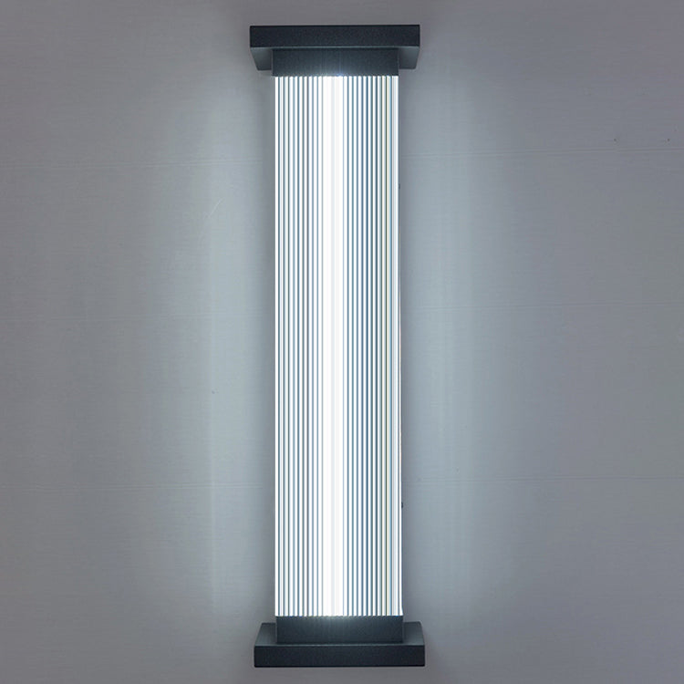 Modern Minimalist Waterproof Striped Rectangle Stainless Steel Acrylic Wall Sconce Lamp For Outdoor Patio Cuvalon