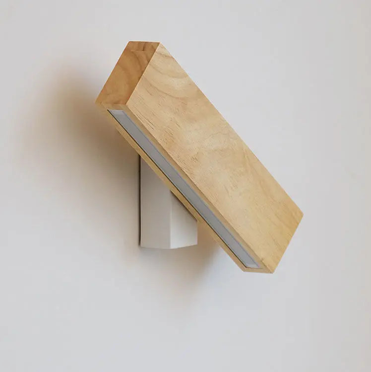 Japanese Minimalist Log Rectangular Flat Rotatable LED Wall Sconce Lamp Cuvalon