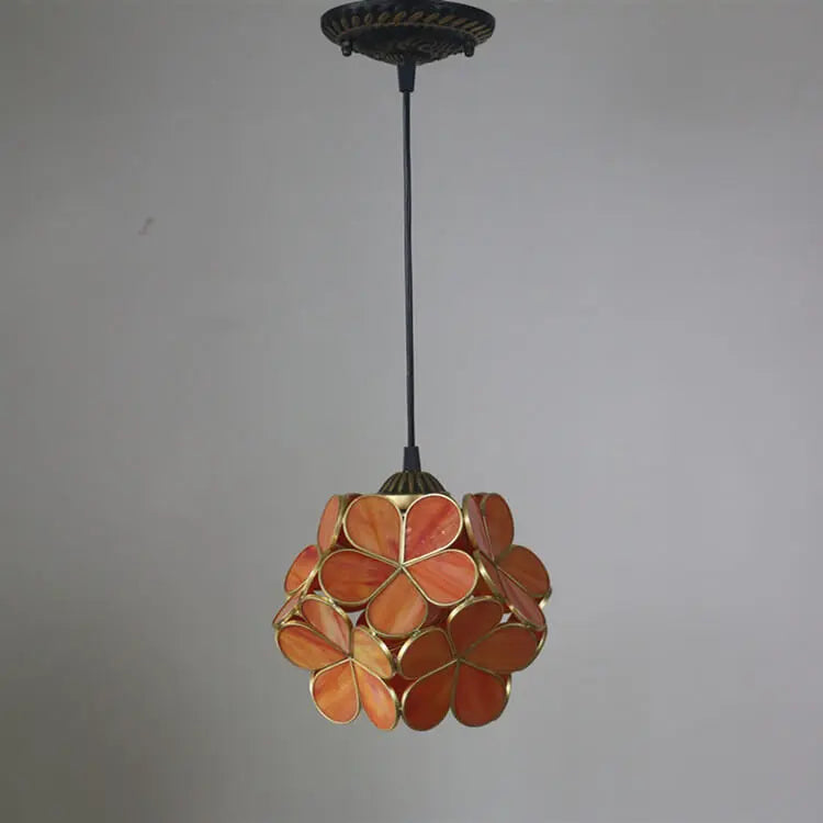 Vintage Stained Glass Petal 1-Light Pendant Light Cuvalon