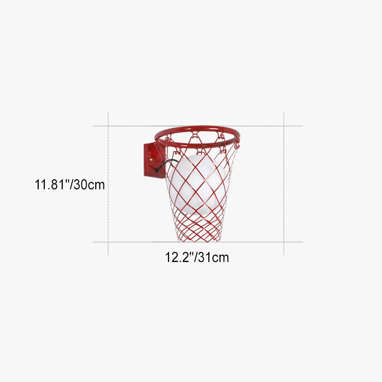 Modern Art Deco Kids Iron Glass Basketball Hoop 1-Light Wall Sconce Lamp For Bedroom Cuvalon