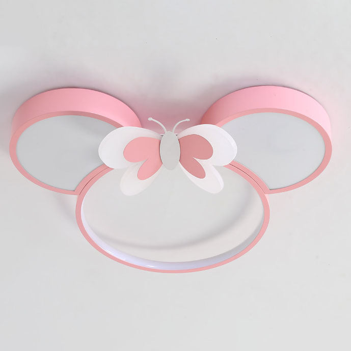 Modern Creative Minimalist Wrought Iron Cartoon Mouse LED Flush Mount Ceiling Light Cuvalon