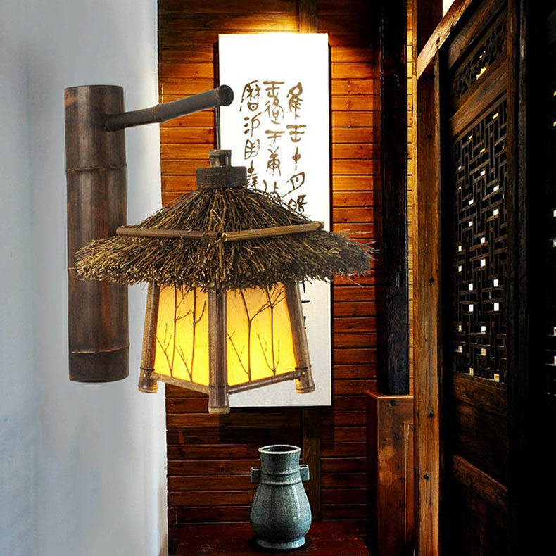 Traditional Rustic Cottage Bamboo 1-Light Wall Sconce Lamp For Outdoor Patio Cuvalon