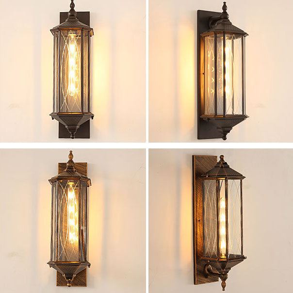 Outdoor Vintage Chinese Transparent Cage 1-Light Waterproof Wall Sconce Lamp Cuvalon