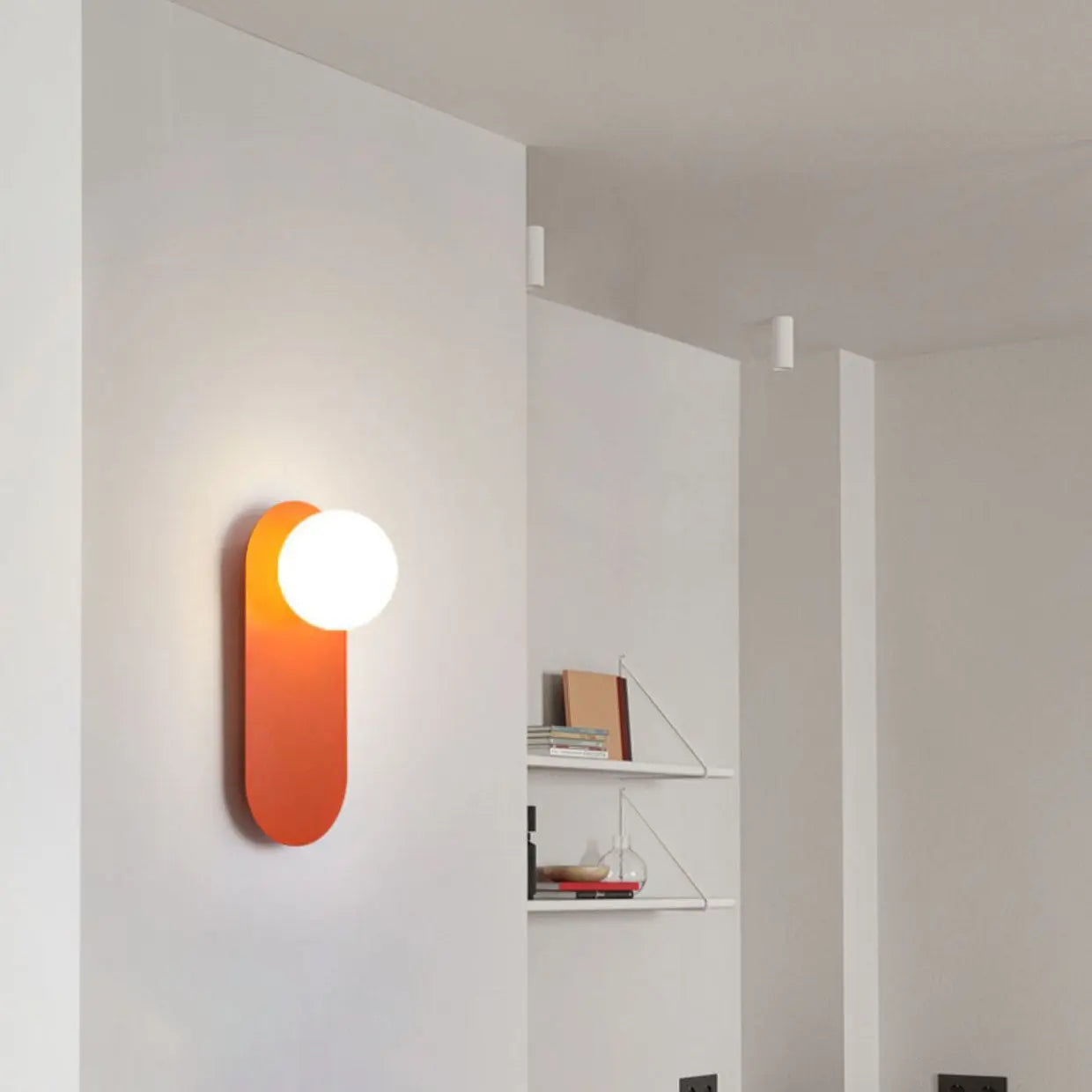 Nordic Minimalist Glass Orange Ring Base 1-Light Wall Sconce Lamp Cuvalon