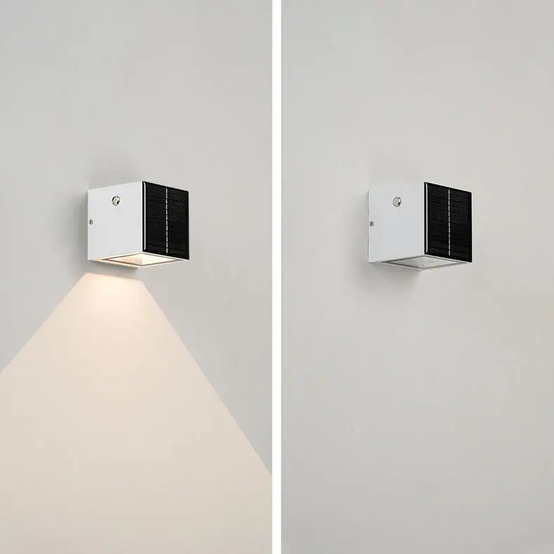 Modern Solar Black Rectangular Die-Cast Aluminum Solar LED Outdoor Wall Light Cuvalon