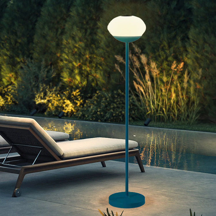 Solar Modern Minimalist Wrought Iron PE Oval LED Outdoor Standing Floor Lamp Cuvalon