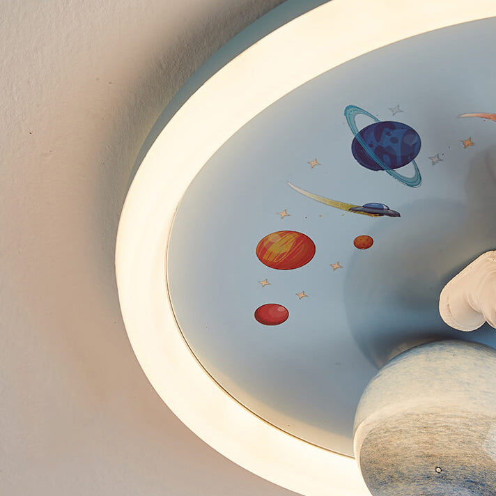 Cartoon Creative Space Astronaut Resin LED Flush Mount Ceiling Light Cuvalon