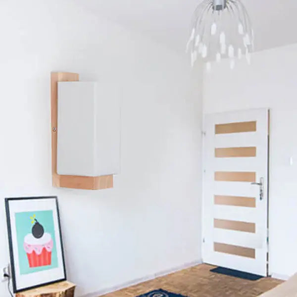Modern Minimalist Solid Wood Square Glass Column 1-Light Wall Sconce Lamp Cuvalon