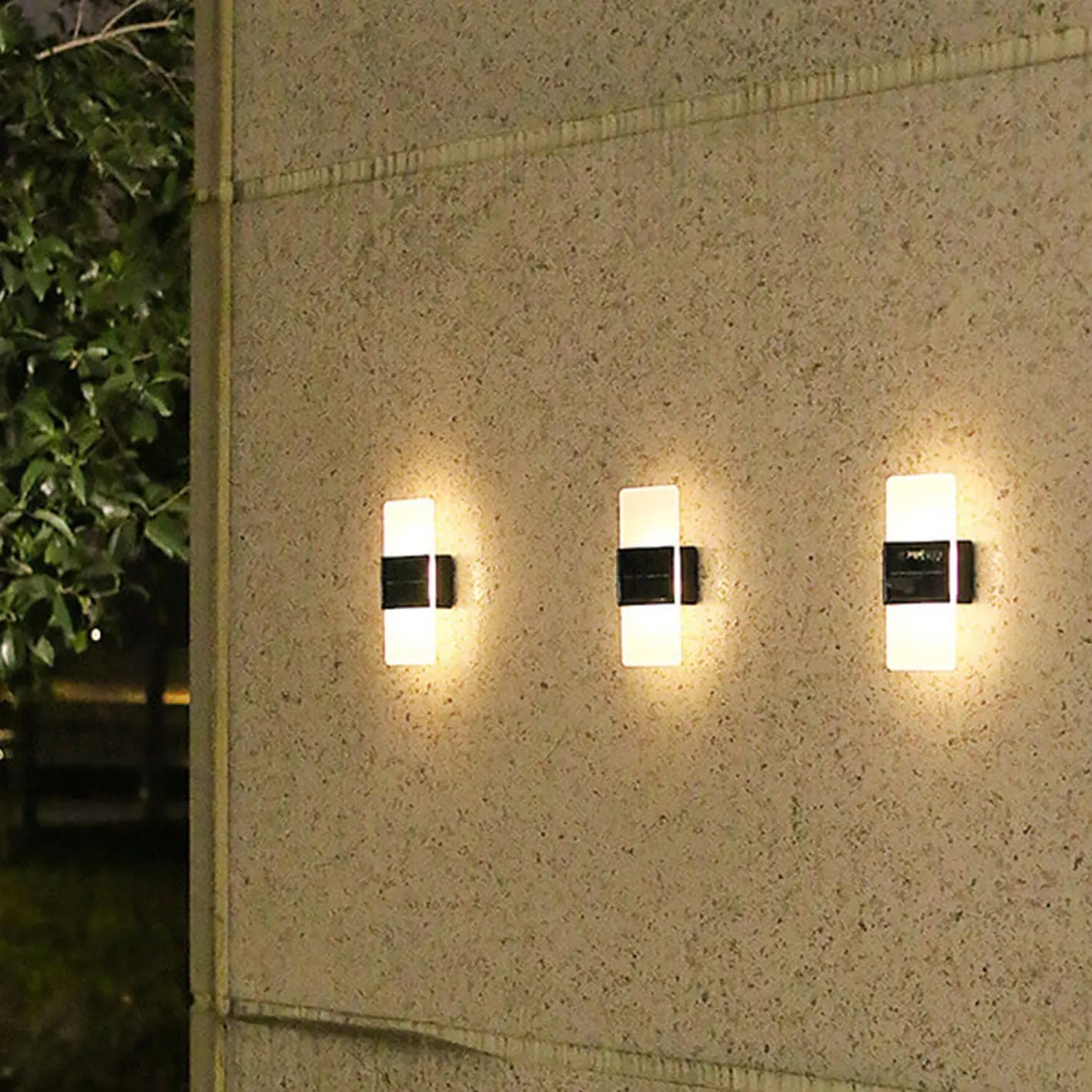 Courtyard Waterproof Acrylic LED Solar Wall Sconce Lamp Outdoor Light Cuvalon