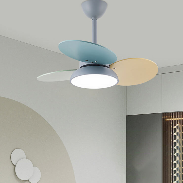 Simple Colorful Round Fan Leaf Kids Downrods Ceiling Fan Light Cuvalon