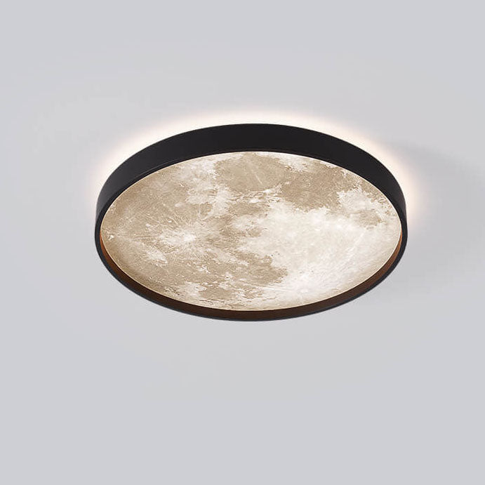 Nordic Creative Moon Round LED Flush Mount Ceiling Light Cuvalon