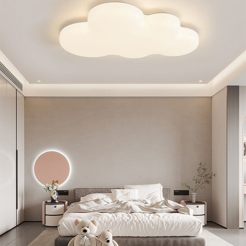 Modern White Cloudy Iron Acrylic LED Flush Mount Ceiling Light Cuvalon