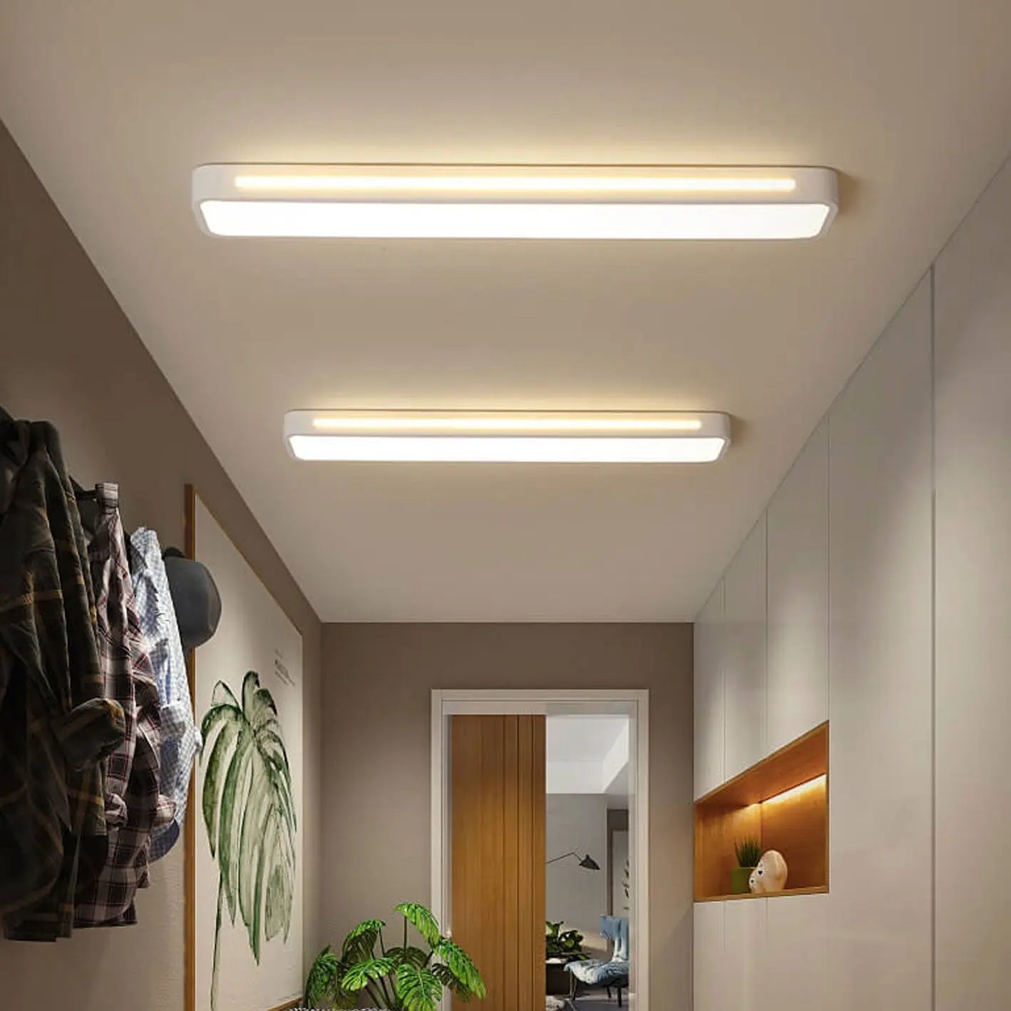 Nordic Minimalist Long LED Flush Mount Ceiling Light Cuvalon