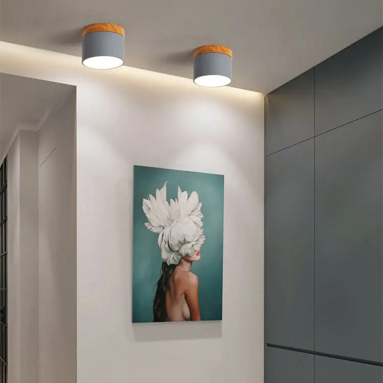 Scandinavian Macaroon Solid Color Log LED Flush Mount Ceiling Light Cuvalon