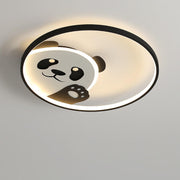 Cartoon Cute Panda Round LED Flush Mount Ceiling Light Cuvalon