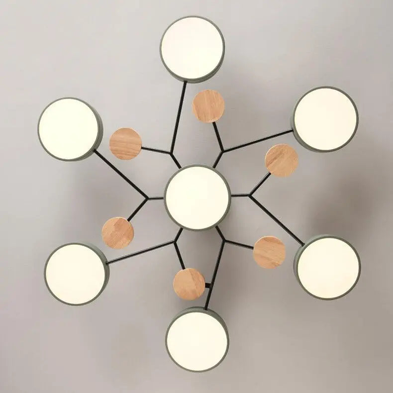 Contemporary Scandinavian Round Molecule Branch Design LED Semi-Flush Mount Ceiling Light For Living Room Cuvalon