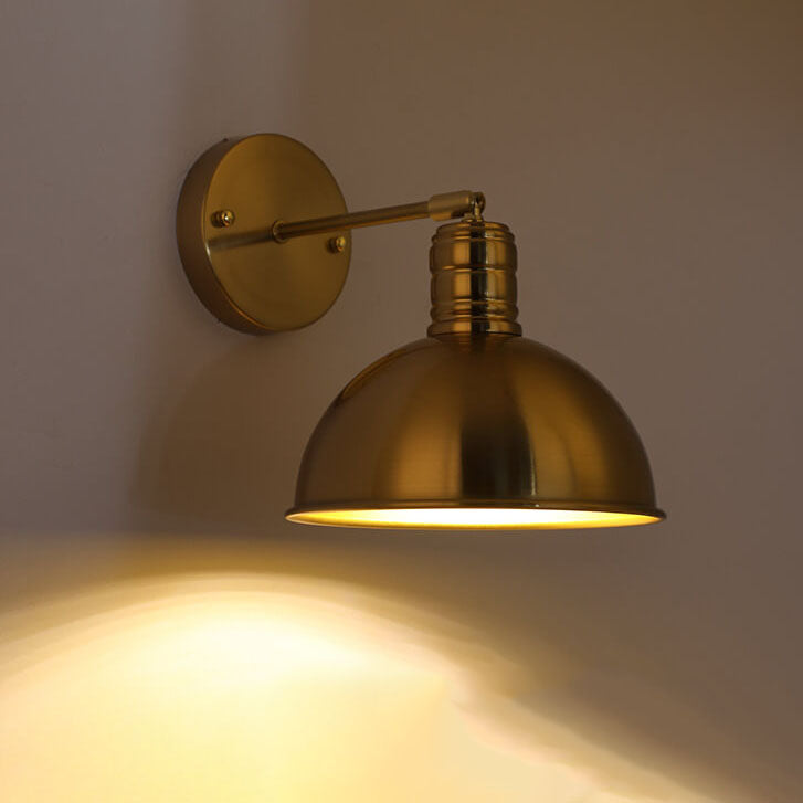 Modern Simple Iron Plated Brass Cone Round 1-Light Wall Sconce Lamp Cuvalon