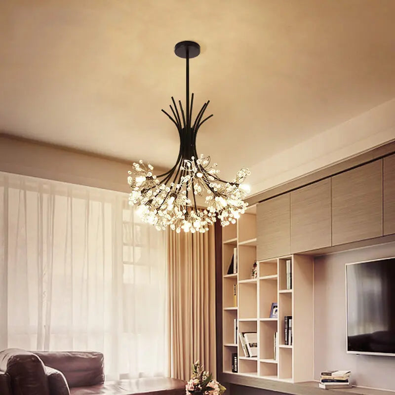 Crystal 13-19 Light Dandelion Shade Chandeliers Cuvalon