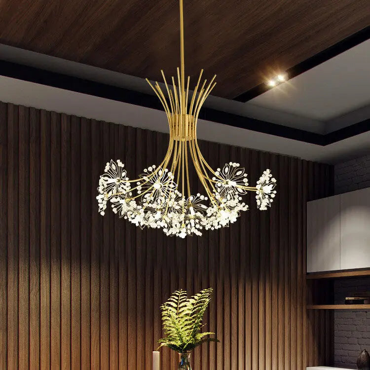 Crystal 13-19 Light Dandelion Shade Chandeliers Cuvalon