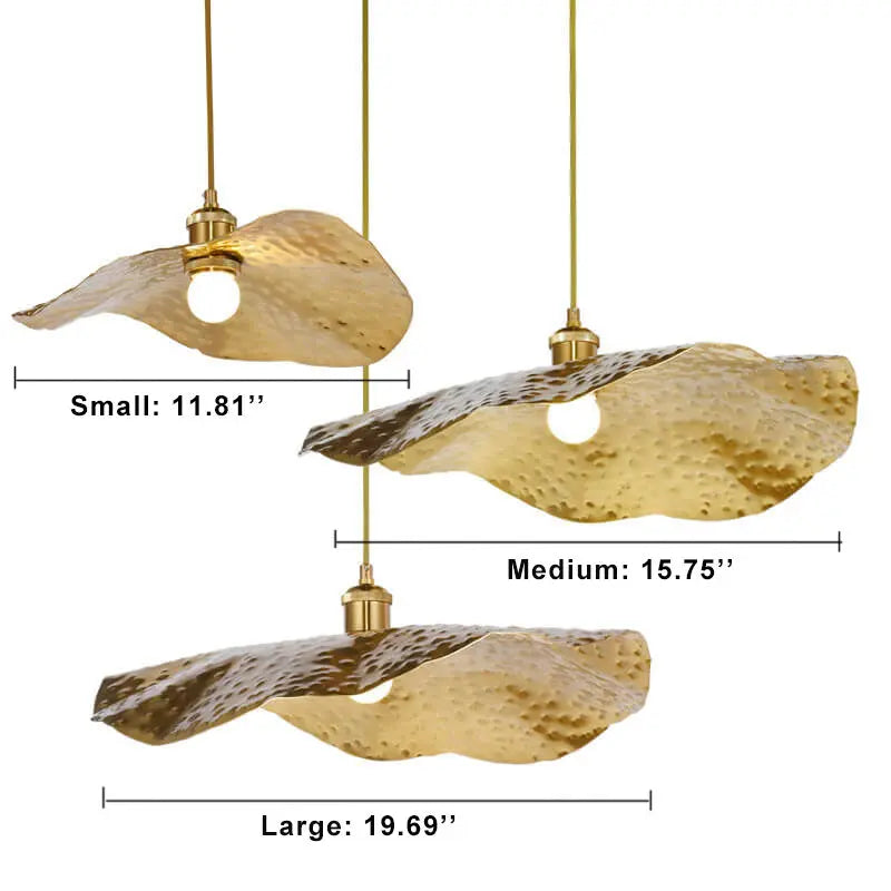 Modern Golden Bronze Color Lotus Leaf Shape 1-Light Pendant Light Cuvalon