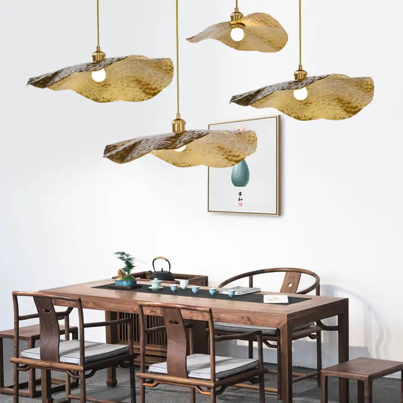 Modern Golden Bronze Color Lotus Leaf Shape 1-Light Pendant Light Cuvalon