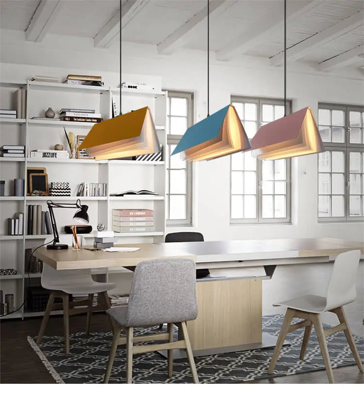 Flying Book 1-Light Metal PVC Book Shade Pendant Light Cuvalon