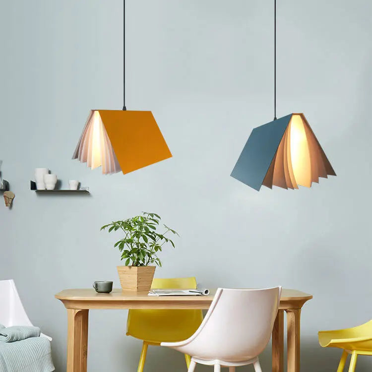 Flying Book 1-Light Metal PVC Book Shade Pendant Light Cuvalon