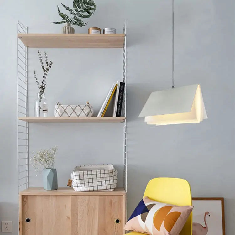 Flying Book 1-Light Metal PVC Book Shade Pendant Light Cuvalon