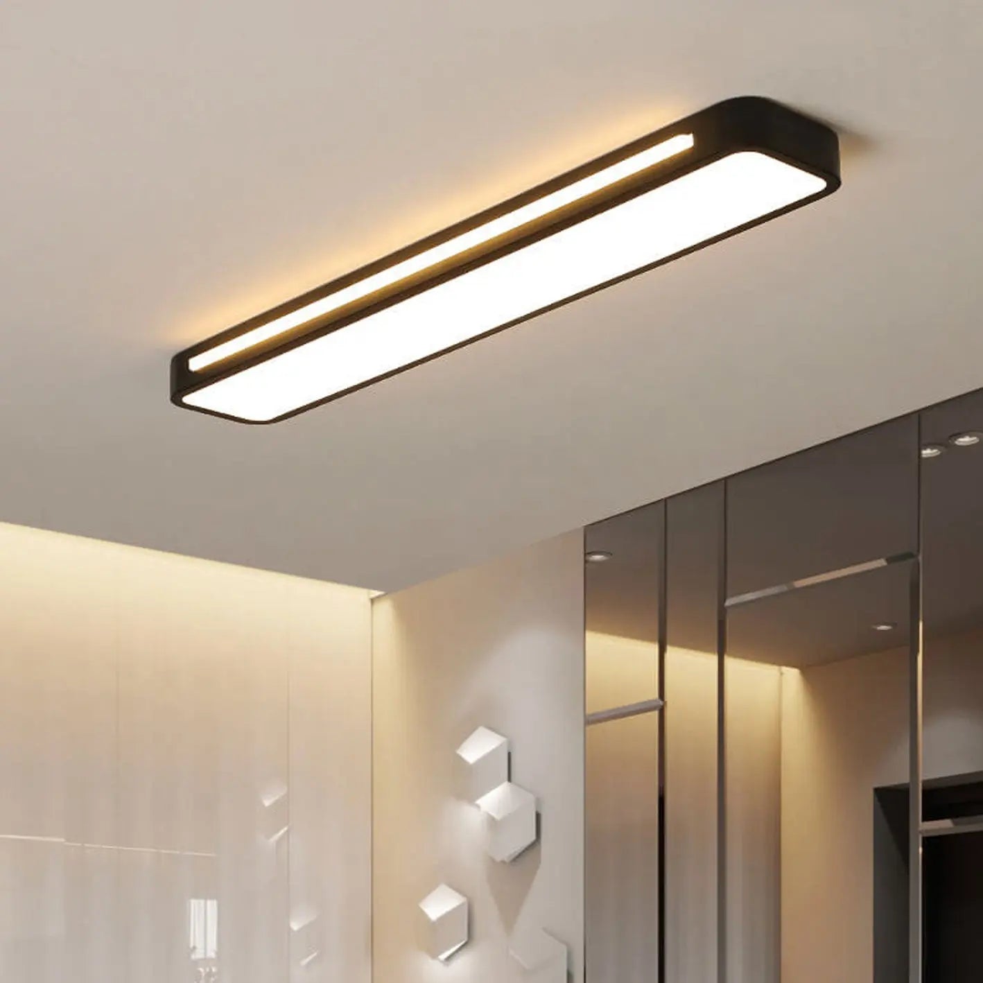 Nordic Minimalist Long LED Flush Mount Ceiling Light Cuvalon