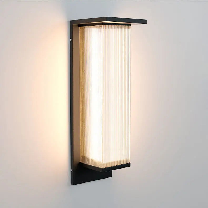 Modern Minimalist Solar Waterproof Rectangular Stainless Steel Acrylic LED Outdoor Wall Sconce Lamp For Outdoor Patio Cuvalon