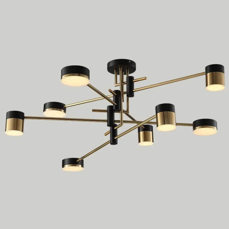 Modern Minimalist Black Gold Balanced 4-8 Light Semi-Flush Mount Light Cuvalon