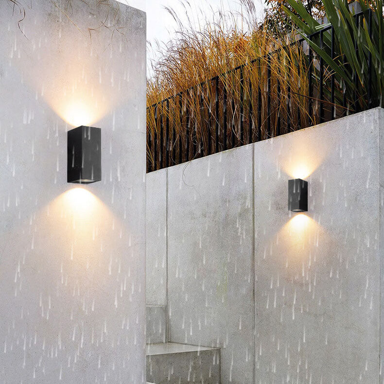Modern Simple Outdoor Waterproof Aluminum Glass Cylinder 2-Light Wall Sconce Lamp Cuvalon