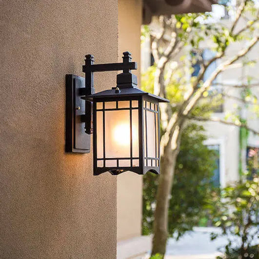 Modern Waterproof Solar Aluminum Chinese Pavilion Shape 1-Light Wall Sconce Lamp Cuvalon